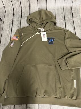 NWT Mens Nike Authentic Detroit Lions Salute To Service Hoodie 3XL Olive XXXL